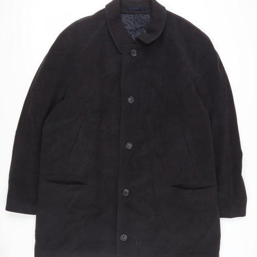 Di Caprio Men's Black Wool Overcoat - Size 36