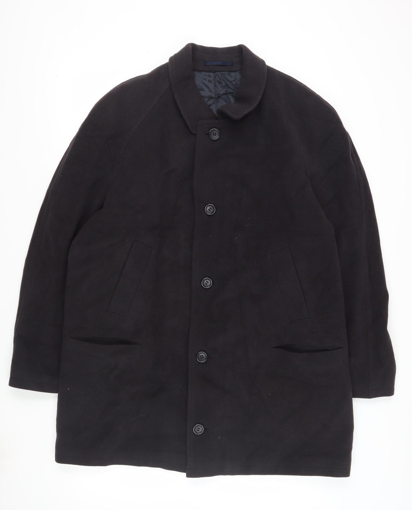 Di Caprio Men's Black Wool Overcoat - Size 36