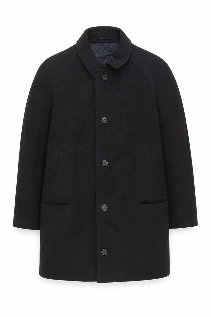 Front view of Di Caprio women’s black wool overcoat -, size UK 36