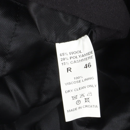 Di Caprio Men's Black Wool Overcoat - Size 36