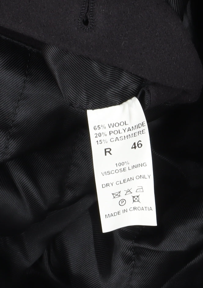 Di Caprio Men's Black Wool Overcoat - Size 36