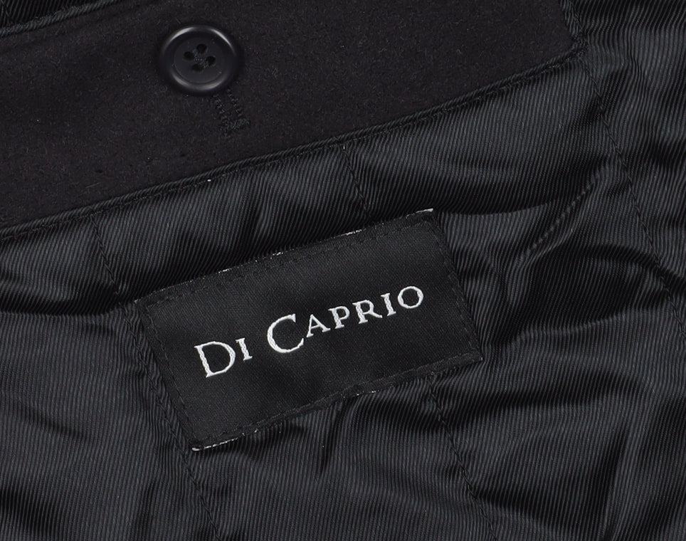 Di Caprio Men's Black Wool Overcoat - Size 36