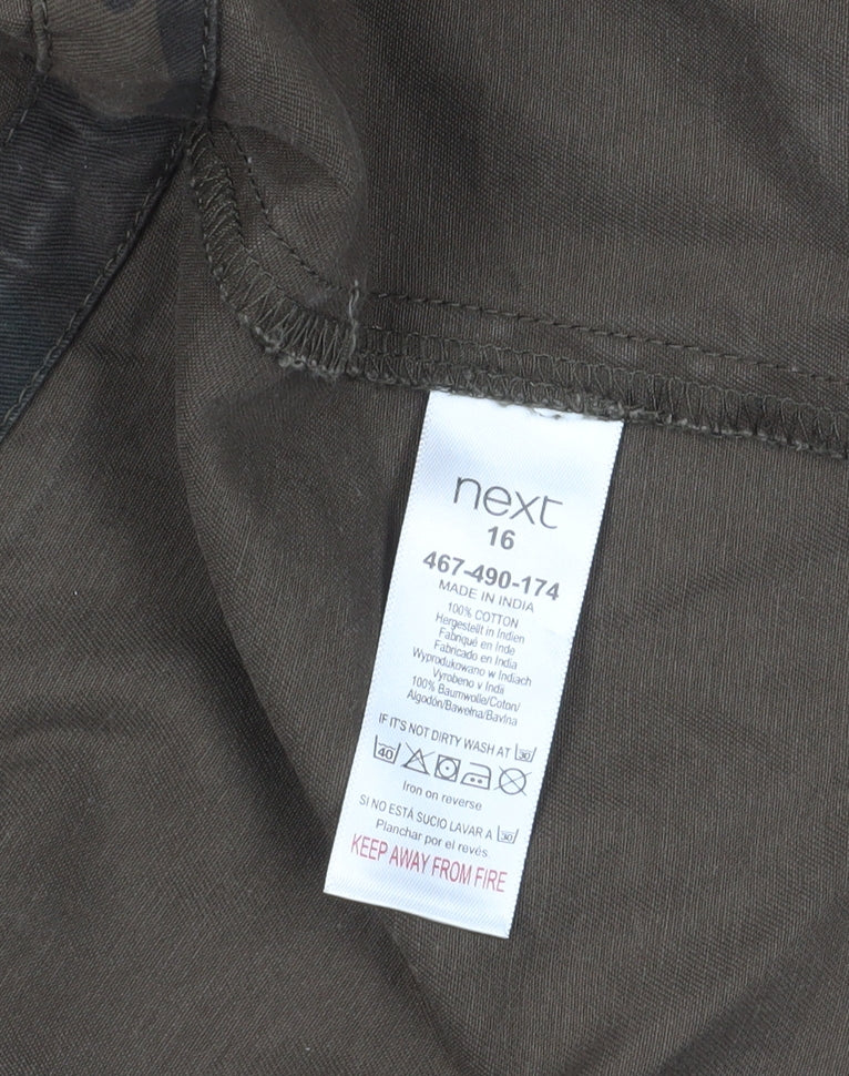 Next Women's Camouflage Military Jacket Size 16 Brown