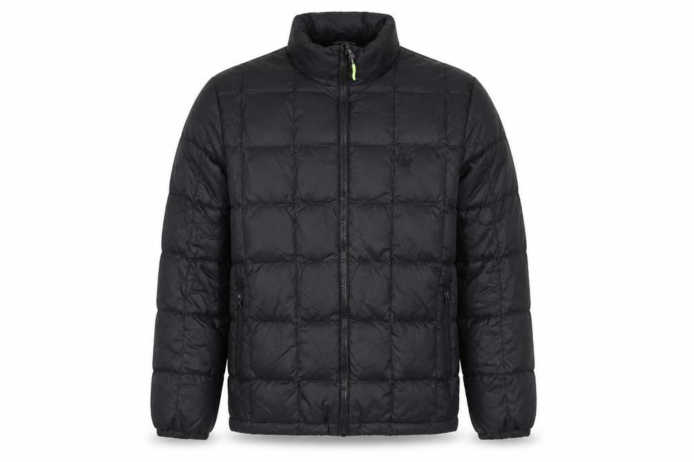 Front view of Leaveland Men’s Black Puffer Jacket, size S