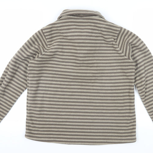 Cotton Traders Women's Beige Striped Fleece Pullover