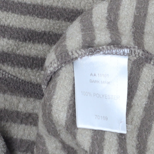 Cotton Traders Women's Beige Striped Fleece Pullover
