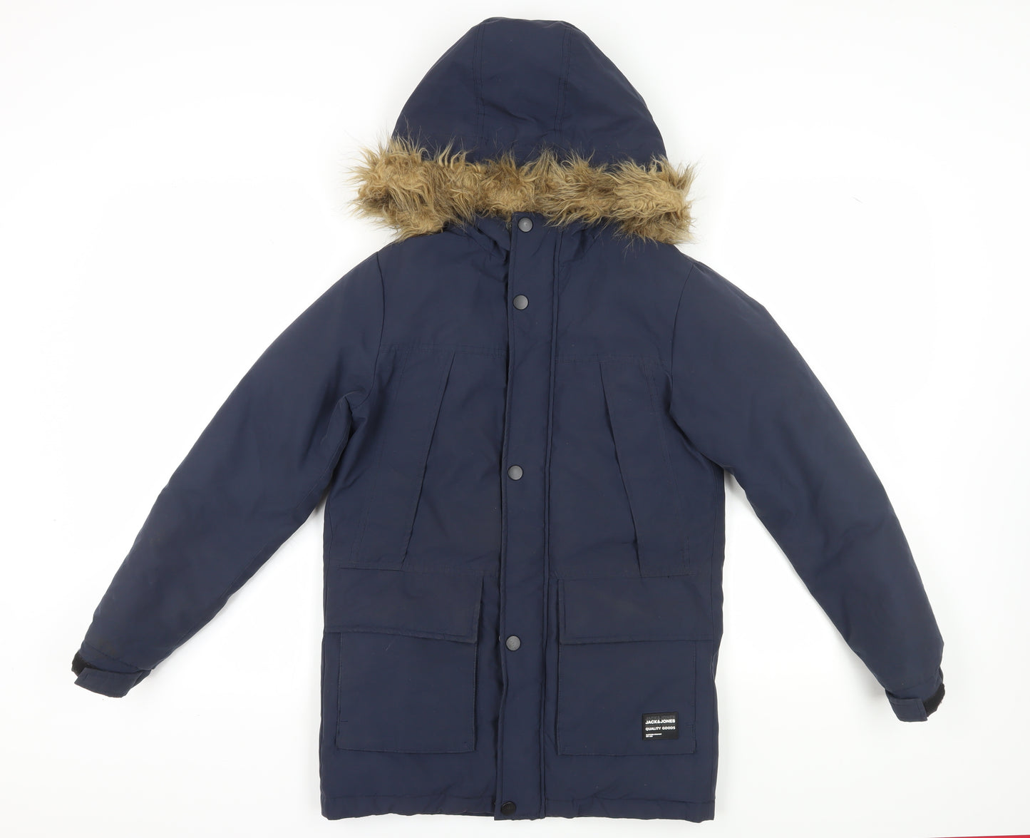 Jack & Jones Boys Blue Parka Coat 9 Years Warm Winter Outerwear
