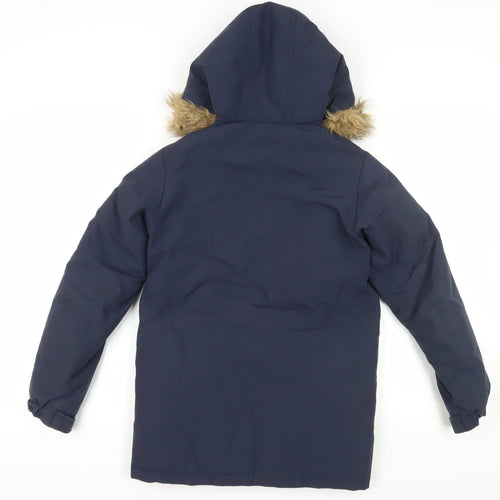 Jack & Jones Boys Blue Parka Coat 9 Years Warm Winter Outerwear