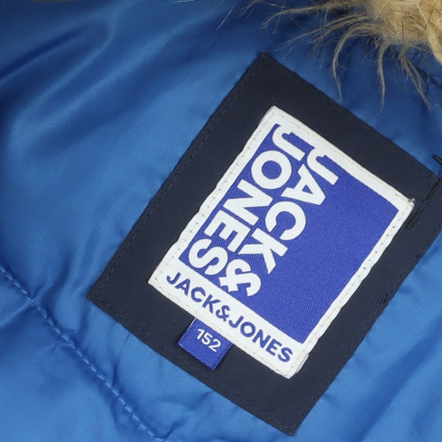 Jack & Jones Boys Blue Parka Coat 9 Years Warm Winter Outerwear