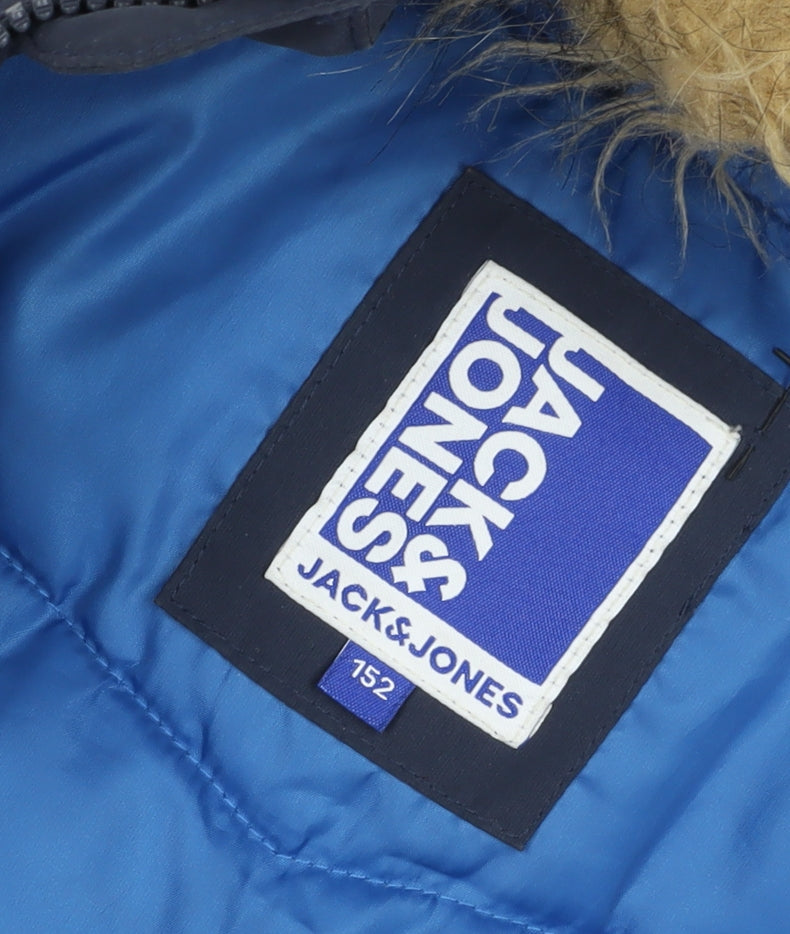 Jack & Jones Boys Blue Parka Coat 9 Years Warm Winter Outerwear