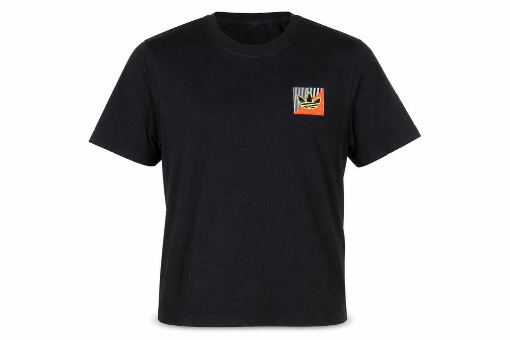 Front view of Adidas Men's Black M Logo Short Sleeve T-Shirt