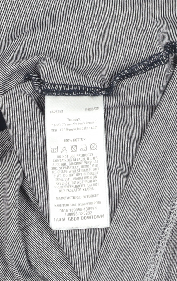 Ted Baker Men's Grey Navy Colourblock T-Shirt Medium