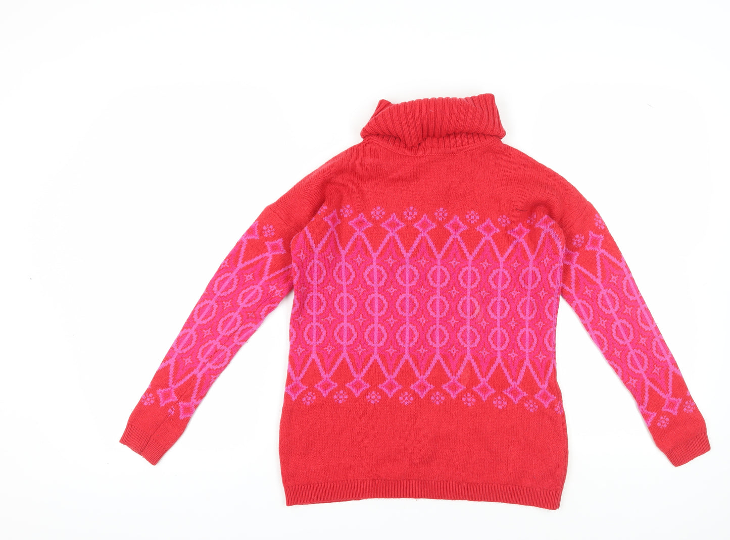 Boden Women's Red Roll Neck Geometric Pullover Jumper - Size S