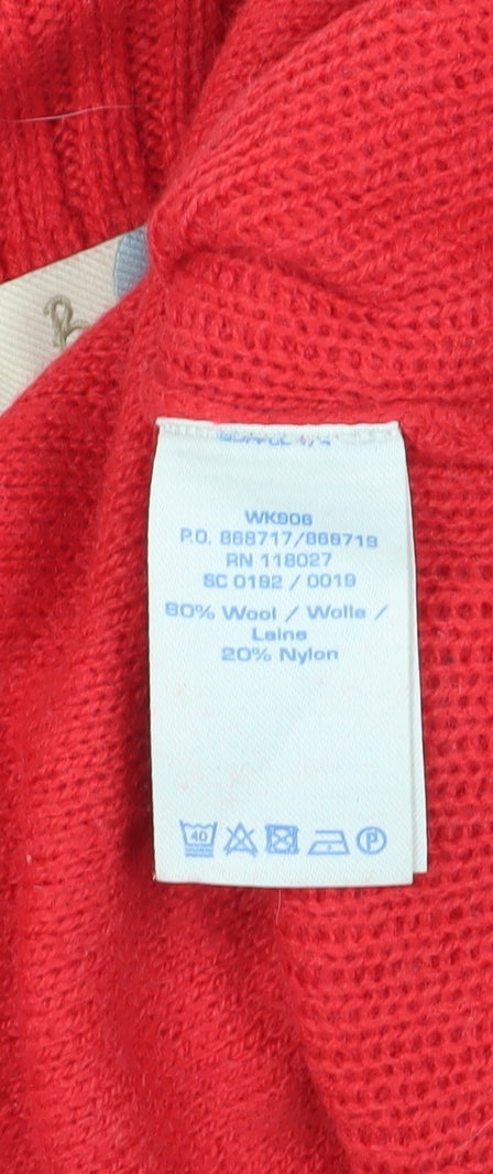Boden Women's Red Roll Neck Geometric Pullover Jumper - Size S