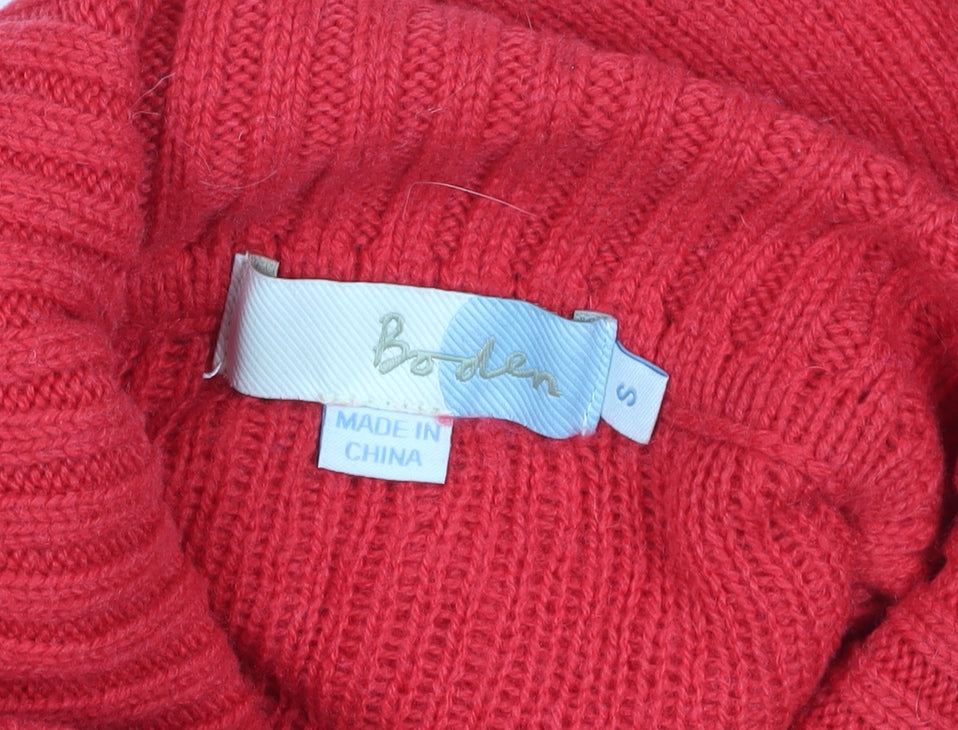 Boden Women's Red Roll Neck Geometric Pullover Jumper - Size S