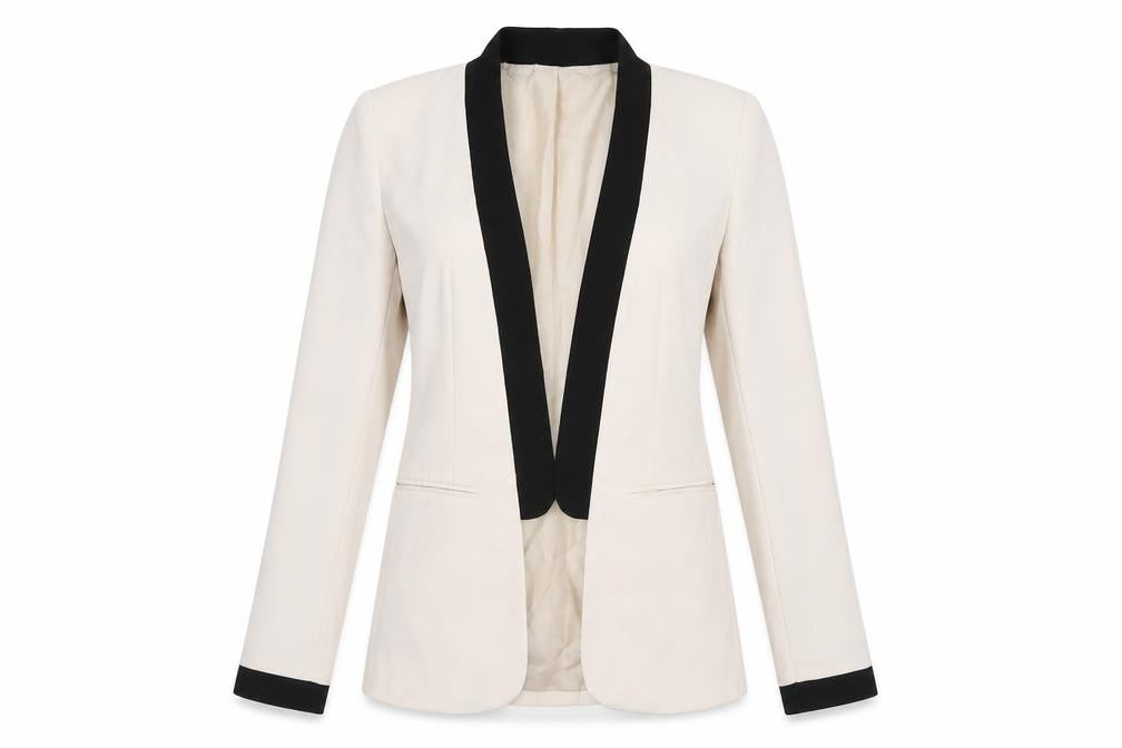Front view of Red Herring Women's Beige Tuxedo Blazer, size 8
