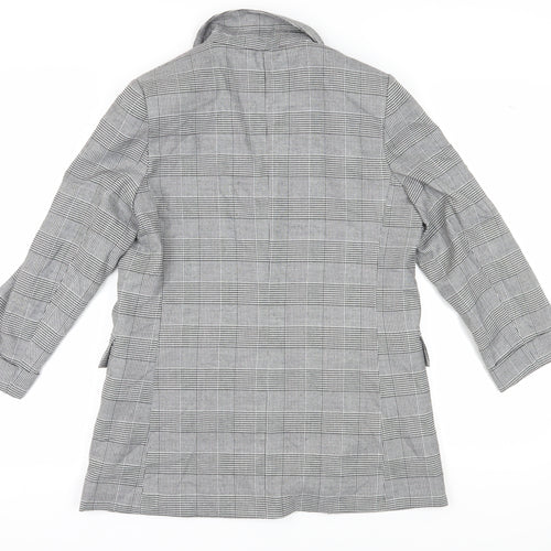 New Look Women's Grey Check Blazer, Size 10, Single-Breasted