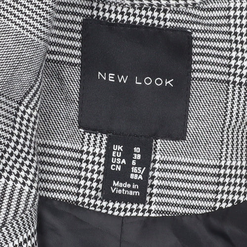 New Look Women's Grey Check Blazer, Size 10, Single-Breasted