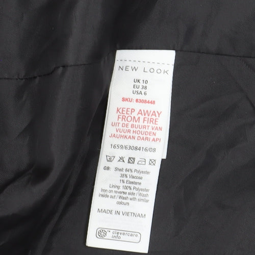 New Look Women's Grey Check Blazer, Size 10, Single-Breasted
