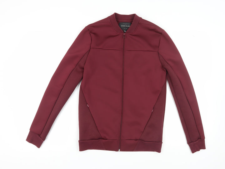 River Island Men's Red Full Zip Sweatshirt XS