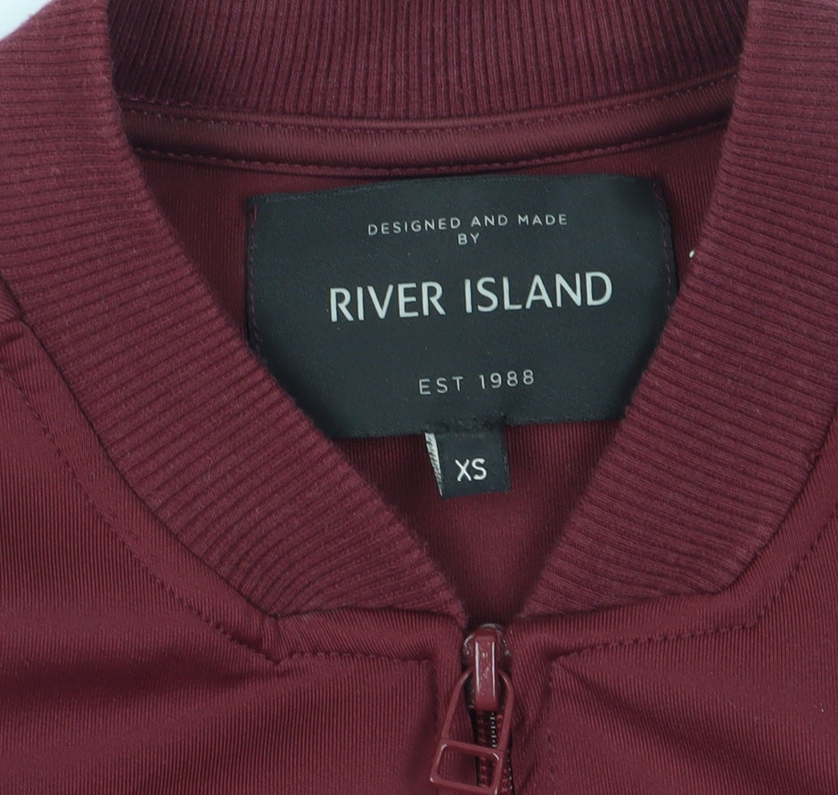 River Island Men's Red Full Zip Sweatshirt XS