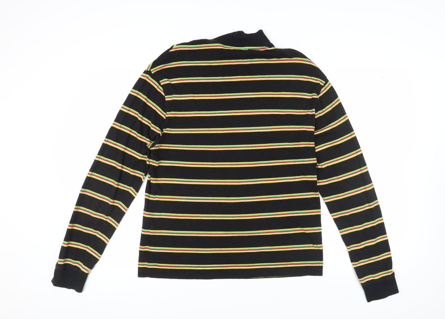 Collusion Men's Black Striped T-Shirt Small