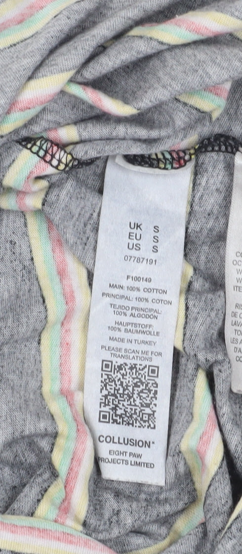 Collusion Men's Black Striped T-Shirt Small