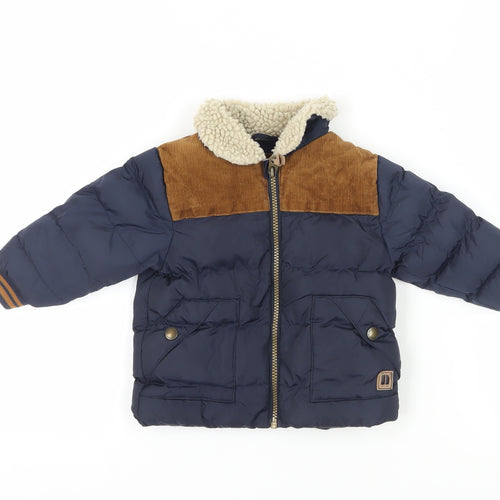 Next Unisex Baby Puffer Jacket 12-18M Blue Brown Winter