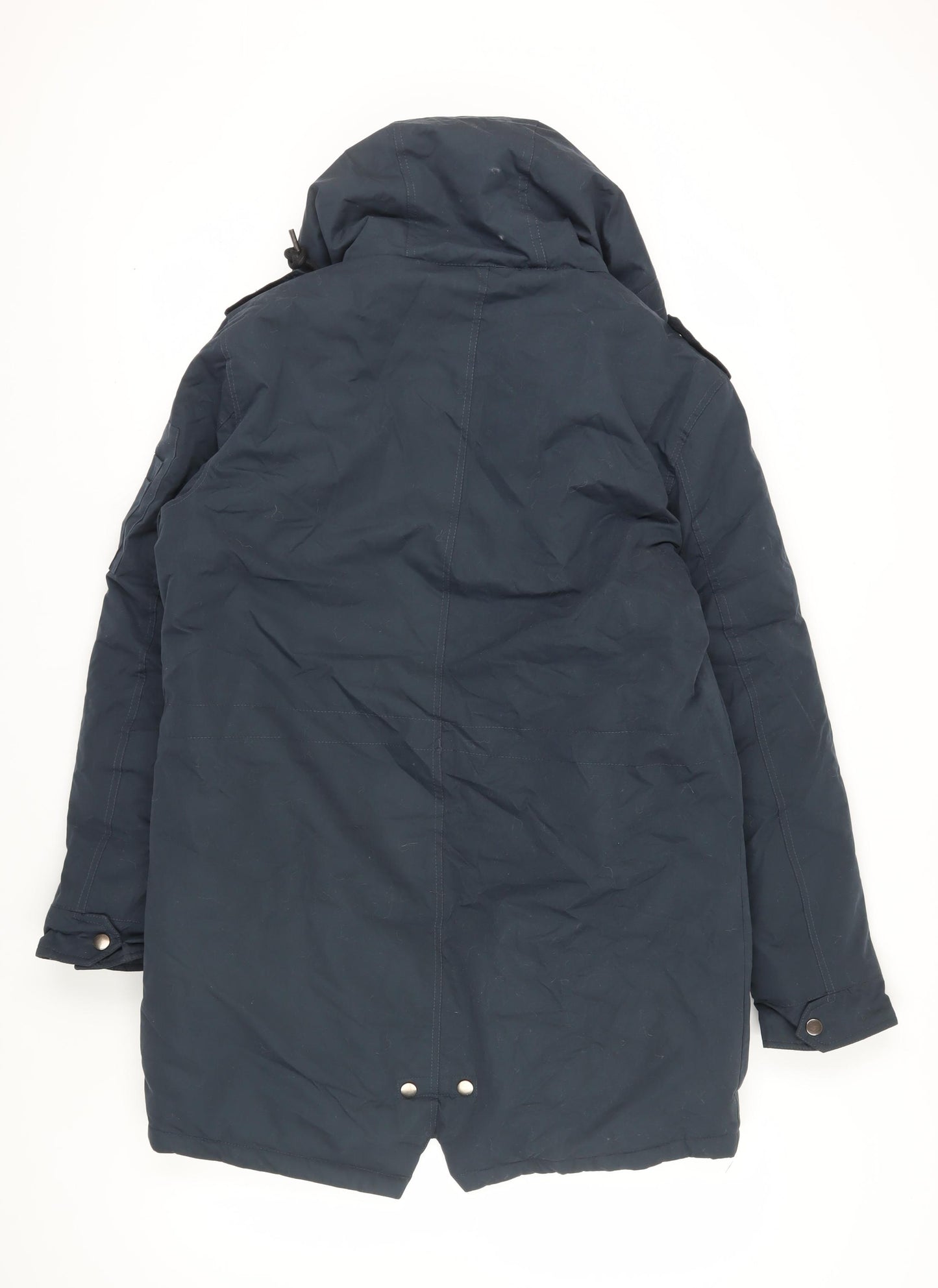 boohooMAN Men's Blue Parka Coat - M, Hooded, Lined