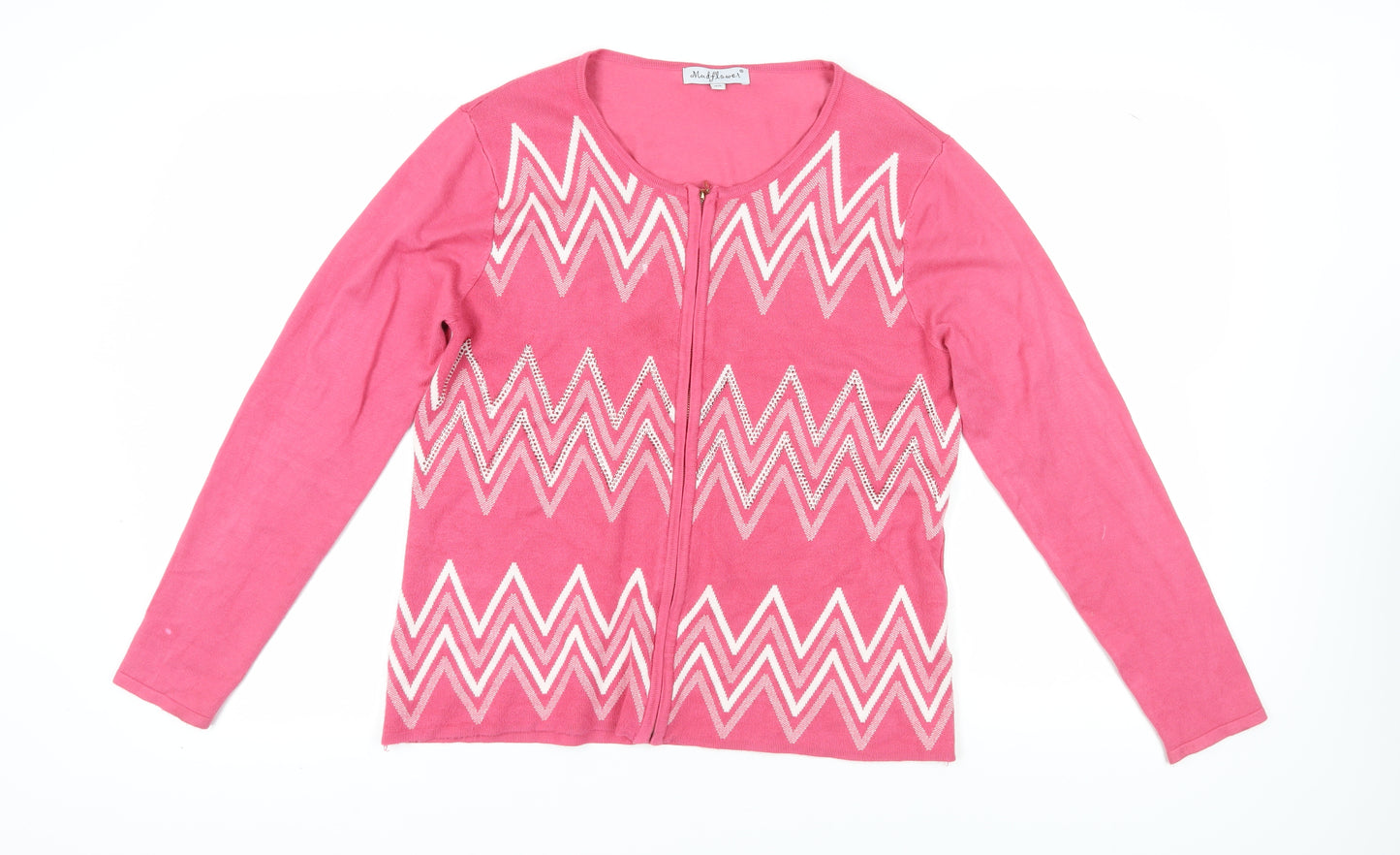 Mudflower Women's Pink M/L Geometric Cardigan