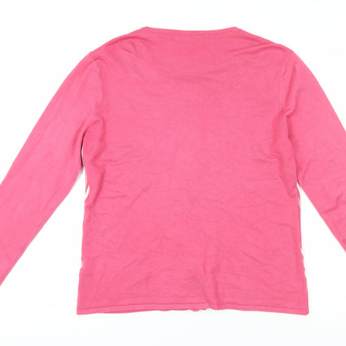 Mudflower Women's Pink M/L Geometric Cardigan
