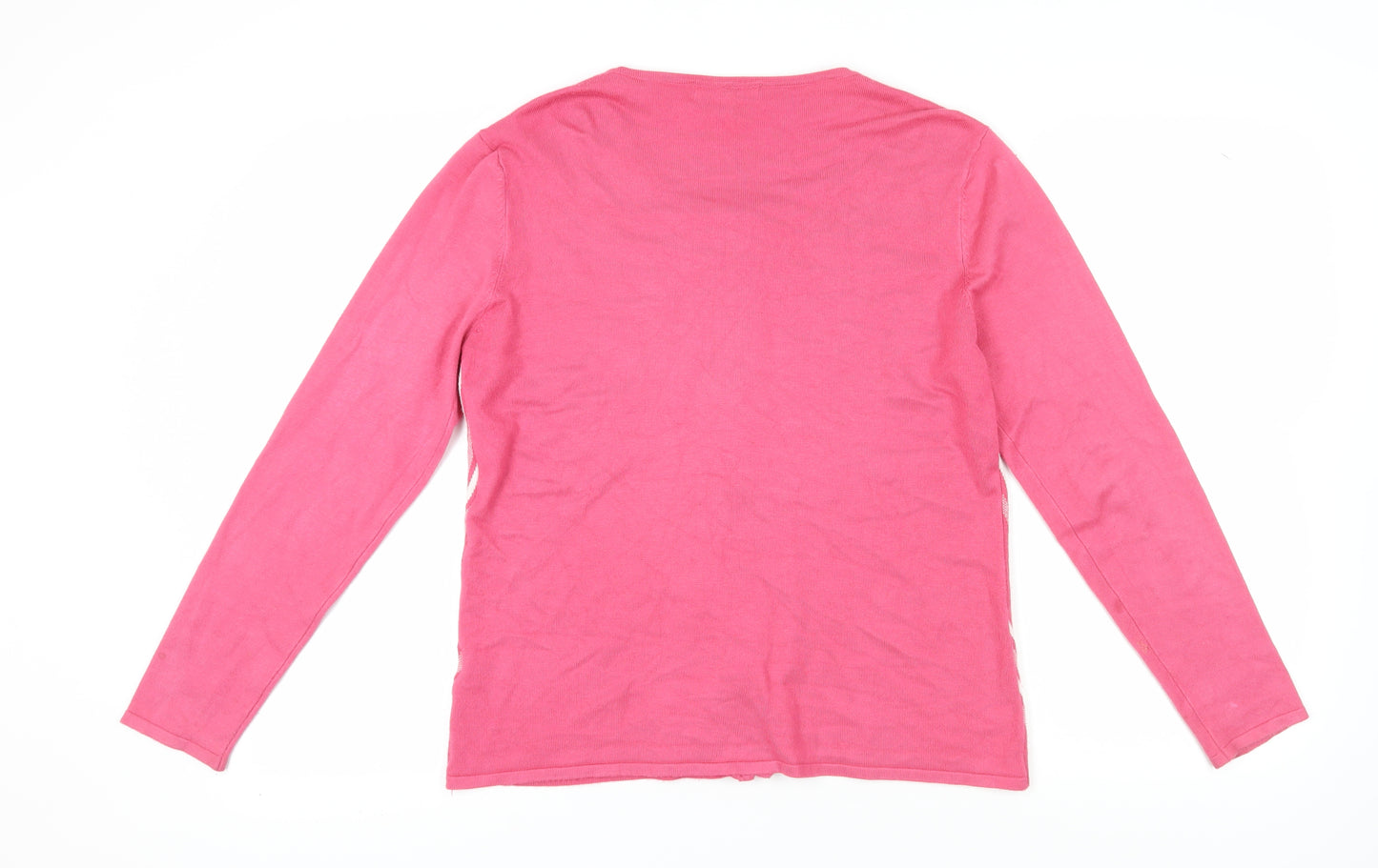 Mudflower Women's Pink M/L Geometric Cardigan