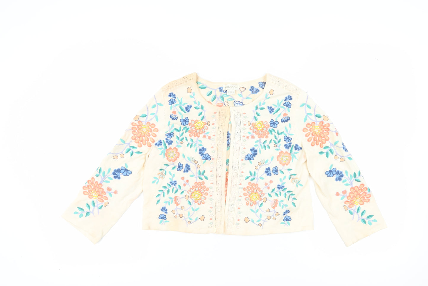 Monsoon Women's Ivory Floral Cardigan Size 12