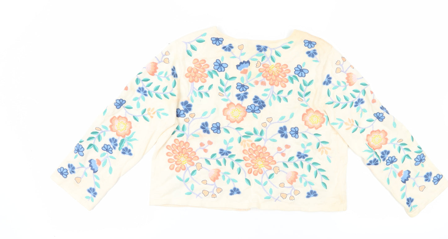 Monsoon Women's Ivory Floral Cardigan Size 12
