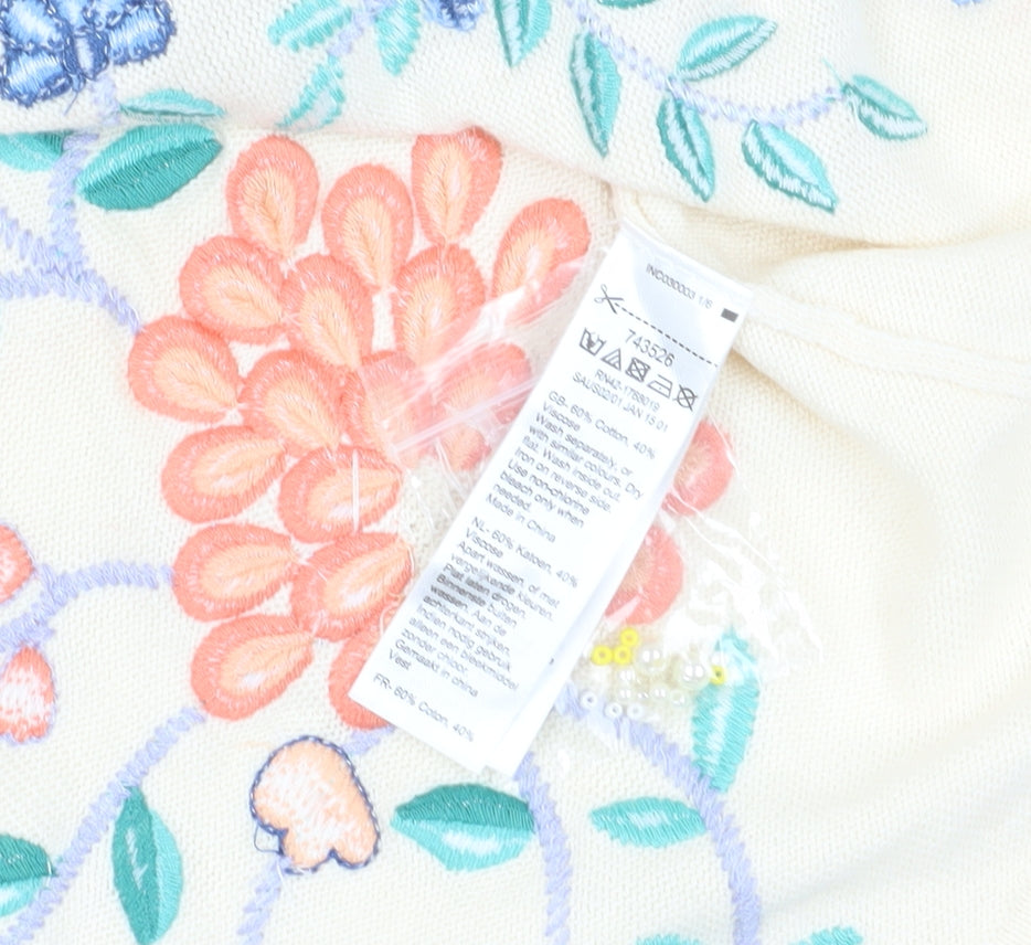 Monsoon Women's Ivory Floral Cardigan Size 12