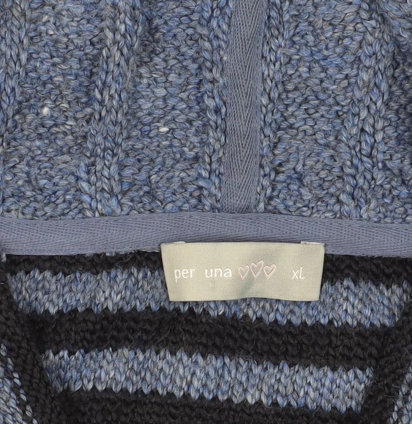 Per Una Women's Blue XL Full Zip Hooded Jumper