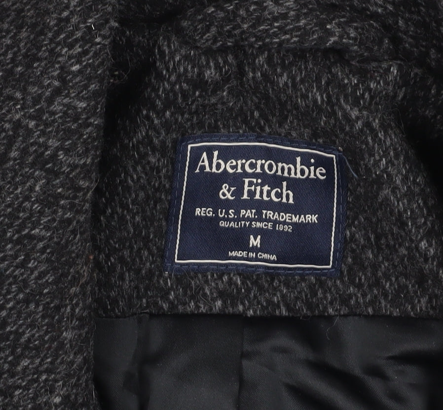 Abercrombie & Fitch Women's Black Wool Long Overcoat - M