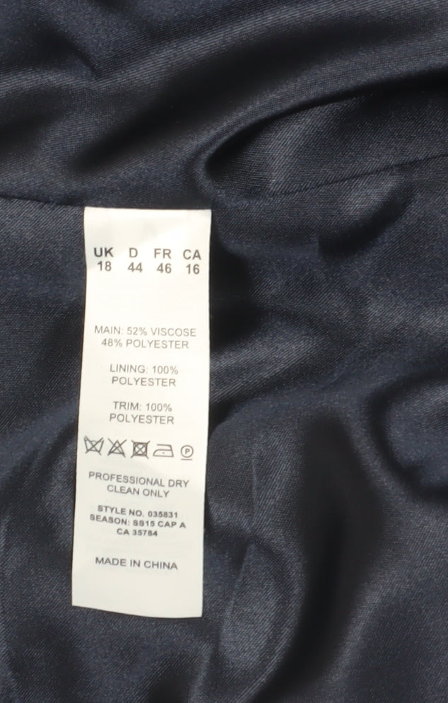 Jacques Vert Women's Blue Blazer Size 18, Regular Fit Suit Jacket