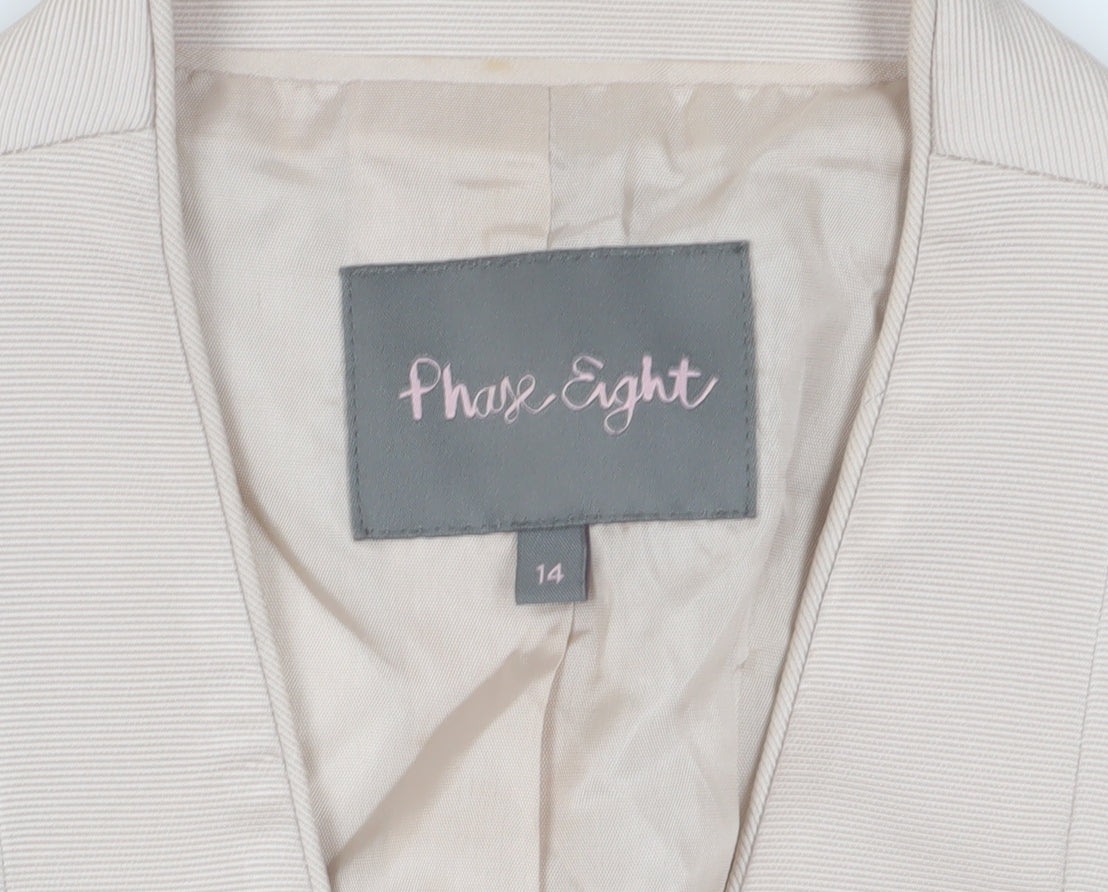 Phase Eight Women Beige Blazer Size 14 Regular Fit
