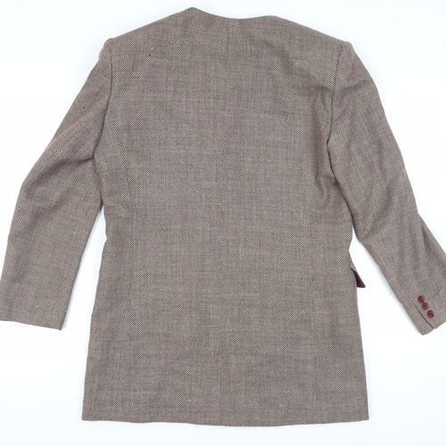 Jaeger Women's Brown Long Geometric Wool Blazer Sz 14