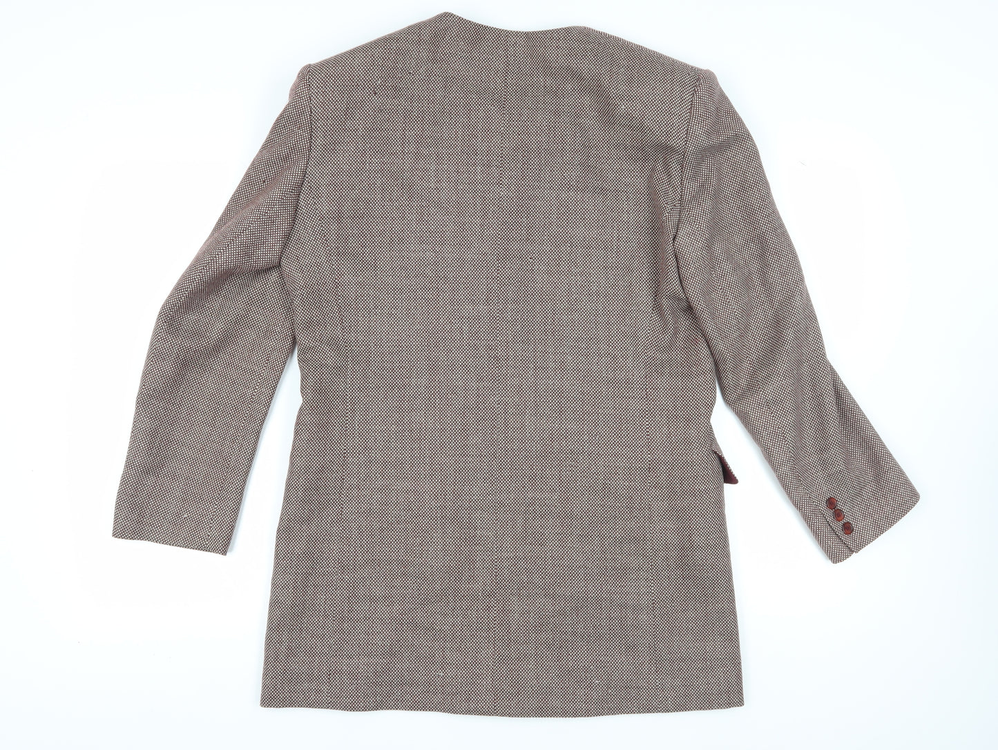 Jaeger Women's Brown Long Geometric Wool Blazer Sz 14