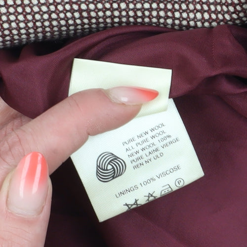 Jaeger Women's Brown Long Geometric Wool Blazer Sz 14