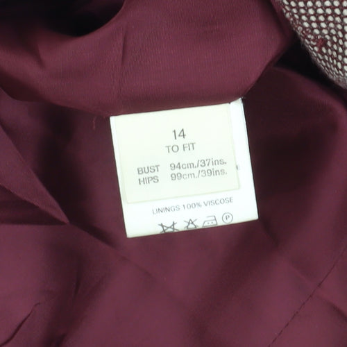 Jaeger Women's Brown Long Geometric Wool Blazer Sz 14