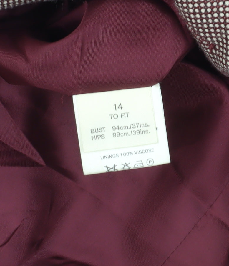 Jaeger Women's Brown Long Geometric Wool Blazer Sz 14