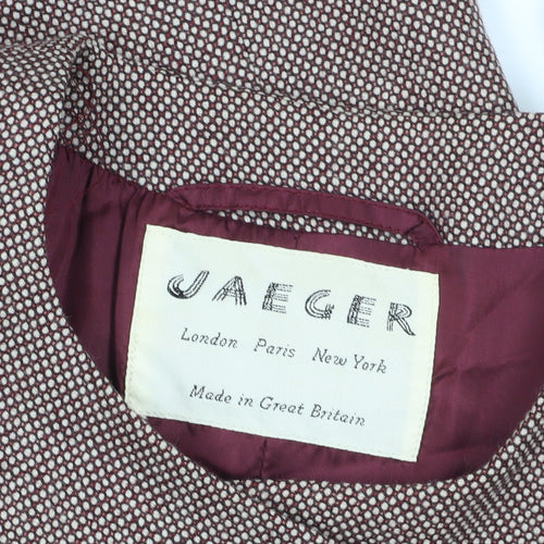 Jaeger Women's Brown Long Geometric Wool Blazer Sz 14