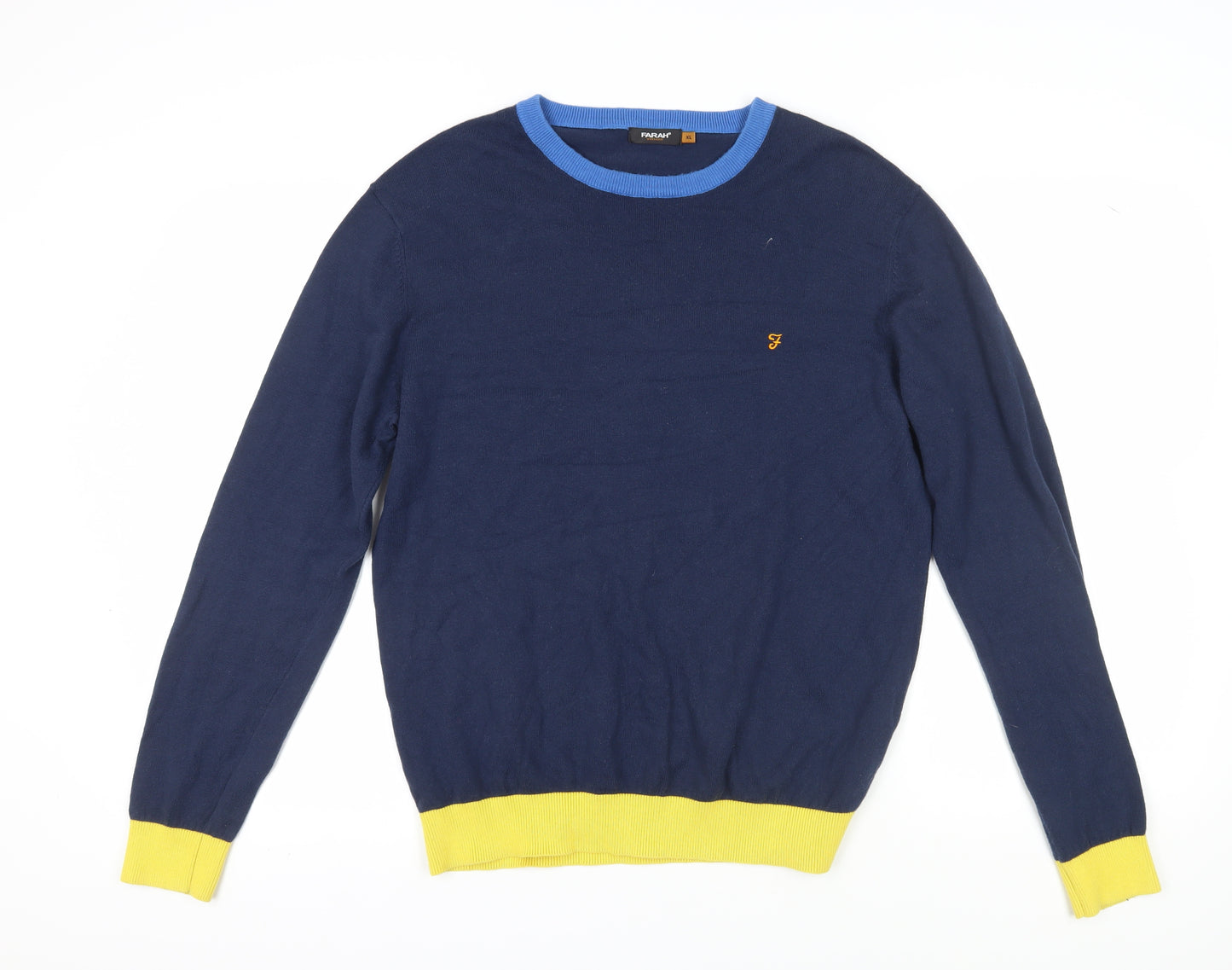 Farah Men's Blue XL Pullover Jumper with Crew Neck