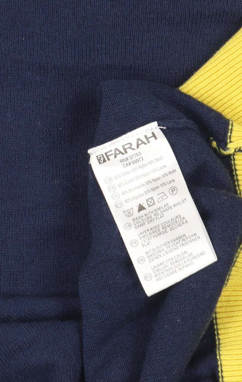 Farah Men's Blue XL Pullover Jumper with Crew Neck