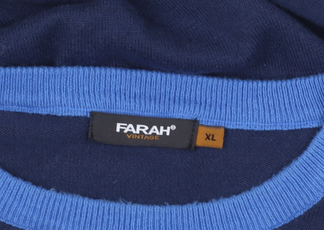 Farah Men's Blue XL Pullover Jumper with Crew Neck