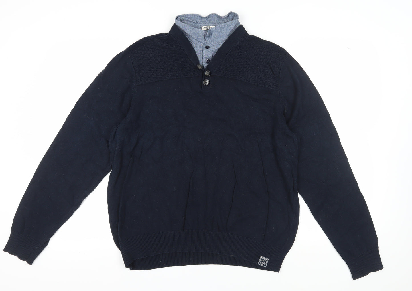 Kurt Muller Men's Blue Henley Jumper XXL Casual