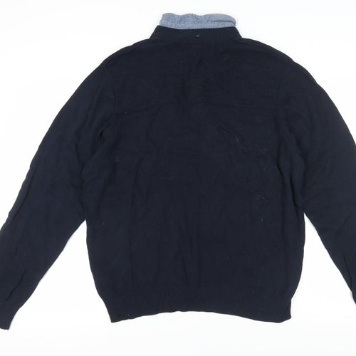 Kurt Muller Men's Blue Henley Jumper XXL Casual